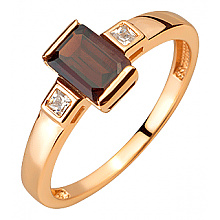 Золотое кольцо с гранатом  и  фианитом (цирконием куб.) (01-200742469)