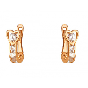 Золотые серьги с фианитом (цирконием куб.) (01-200749369) фотография