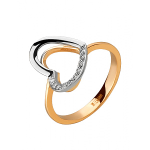 Золота каблучка з діамантами (01-200851669) фотографія