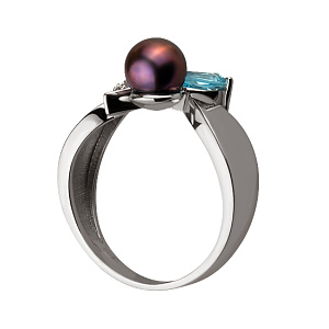 Золота каблучка з перлиною  и  топазом (2б_к-133) фотографія