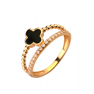 Золотое кольцо с цирконием куб. (01-19100270) фотография