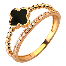 Золотое кольцо с цирконием куб. (01-19100270)