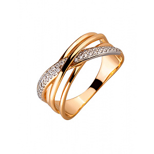 Золотое кольцо с цирконием куб. (01-200055170) фотография