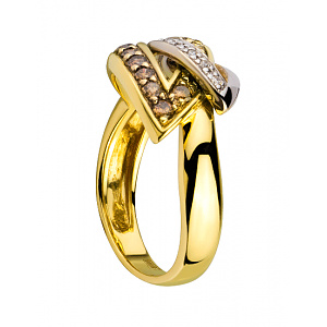 Золота каблучка з діамантами (01-200443770) фотографія