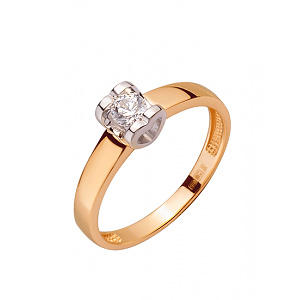 Золотое кольцо с цирконием куб. (01-200447870) фотография