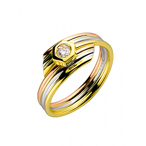 Золотое  кольцо с бриллиантом (01-200473870) фотография