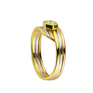 Золотое  кольцо с бриллиантом (01-200473870) фотография