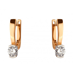 Золотые серьги с цирконием куб. (01-200539570) фотография