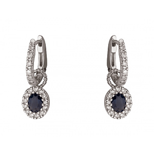 Золоті сережки з діамантами  та  корундами (01-200542670) фотографія