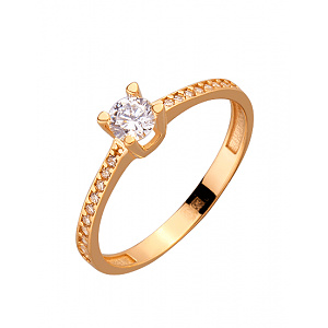 Золотое кольцо с цирконием куб. (01-200087371) фотография