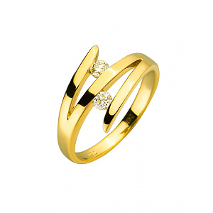 Золота каблучка з діамантами (01-200230571) фотографія