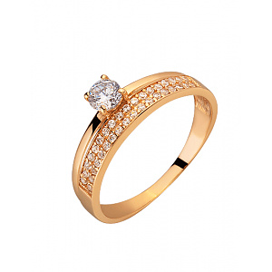 Золотое кольцо с цирконием куб. (01-200283071) фотография