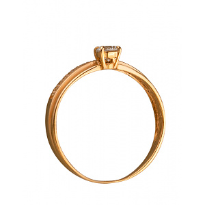 Золотое кольцо с цирконием куб. (01-200283071) фотография