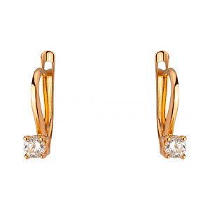 Золоті сережки з цирконієм куб. (01-200438271) фотографія