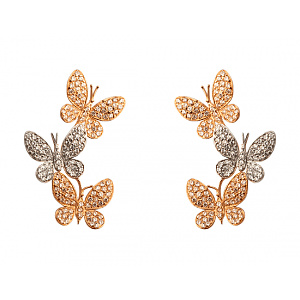 Золотые серьги с цирконием куб. (01-200559571) фотография