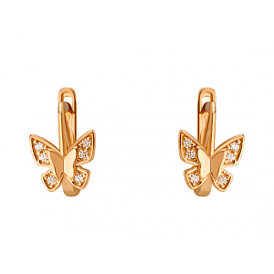 Золотые серьги с фианитом (цирконием куб.) (01-200841771) фотография