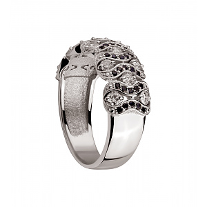 Золота каблучка з діамантами  та  сапфірами (2б_к-269) фотографія