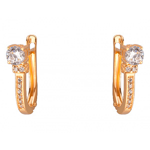 Золоті сережки з цирконієм куб. (01-200087372) фотографія