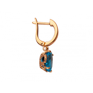 Золотые серьги с топазами  и  цирконием куб. (01-200202472) фотография