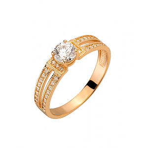 Золотое кольцо с цирконием куб. (01-200276072) фотография