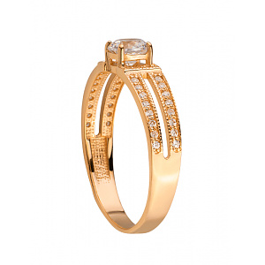 Золотое кольцо с цирконием куб. (01-200276072) фотография