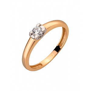 Золотое кольцо с цирконием куб. (01-200283072) фотография