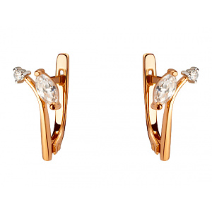 Золоті сережки з цирконієм куб. (01-200432972) фотографія