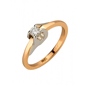 Золота каблучка з діамантом (01-200581572) фотографія