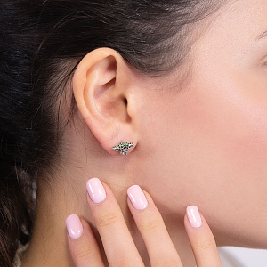 Золоті сережки з фіанітами  та  корундами синтетичними (2б_с-266) фотографія