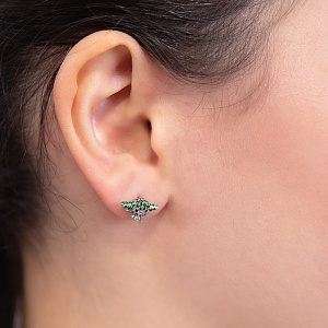 Золоті сережки з фіанітами  та  корундами синтетичними (2б_с-266) фотографія