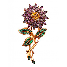 Золота брошка з гранатами, топазами, цитринами  та  агатами (10б_бр-008)