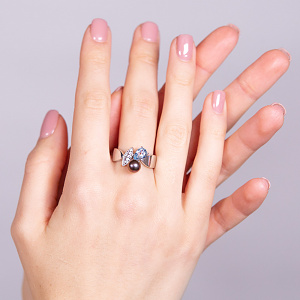 Золота каблучка з перлиною  и  топазом (2б_к-133) фотографія