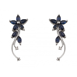 Золоті сережки з діамантами  та  корундами (01-18751073) фотографія