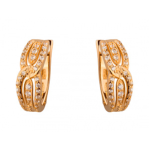 Золоті сережки з цирконієм куб. (01-19156273) фотографія