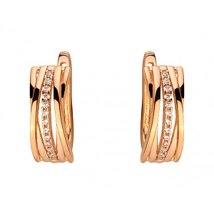 Золотые серьги с цирконием куб. (01-200243973) фотография