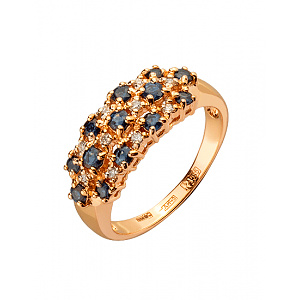 Золотое кольцо с бриллиантами  и  корундами (01-200512273) фотография