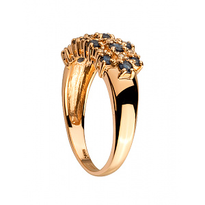 Золотое кольцо с бриллиантами  и  корундами (01-200512273) фотография