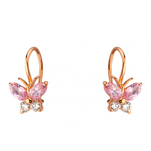 Золоті сережки з цирконієм куб. (01-200539573) фотографія