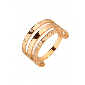 Золотое кольцо с цирконием куб. (01-200602973) фотография