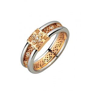 Золота каблучка з діамантами (01-200807473) фотографія