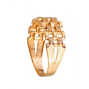 Золота каблучка з фіанітом (цирконієм куб.) (01-200810773) фотографія