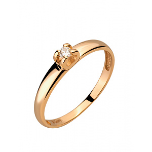 Золота каблучка з діамантом (01-200816073) фотографія