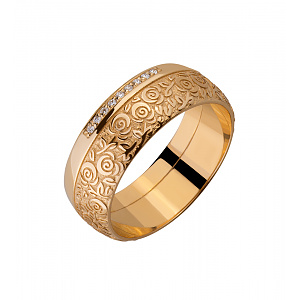 Золота обручка з діамантами (1б_к-259) фотографія