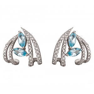 Золоті сережки з діамантами  та  топазами (2б_с-278) фотографія