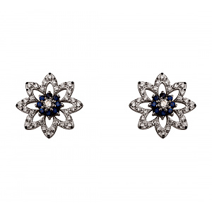 Золоті сережки з діамантами  та  сапфірами (2б_с-233) фотографія