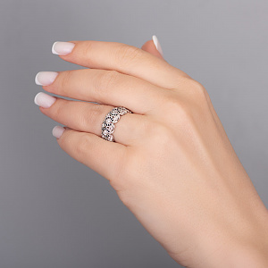 Золота каблучка з діамантами  та  сапфірами (2б_к-269) фотографія