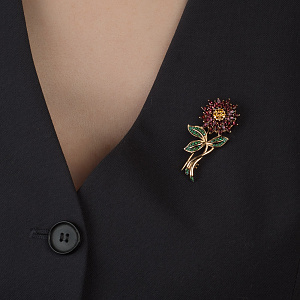 Золота брошка з гранатами, топазами, цитринами  та  агатами (10б_бр-008) фотографія