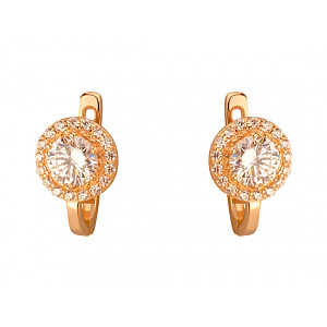 Золотые серьги с цирконием куб. (01-200111974) фотография