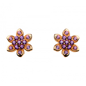 Золоті сережки з аметистами  та  топазами (1б_с-280) фотографія