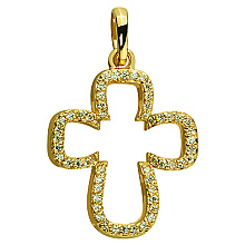 Золотий хрестик з камінням Swarovski (3б_п-058)